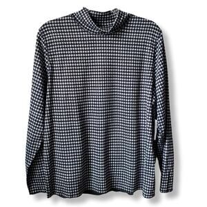 Women Chicos Houndstooth MockNeck Knit Top 3 XL Career Casual Classic Modern NEW